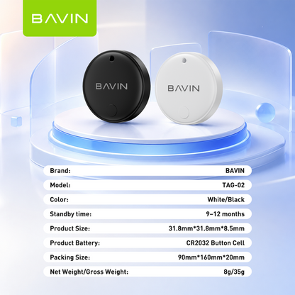 BAVIN TAG02 Smart Wireless Locator Bluetooth Tracker Finder Anti-Lost Tracking Device For iPhone, Android