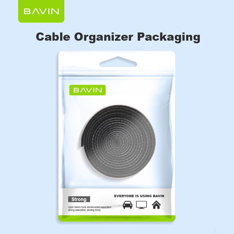 BAVIN Cable Organizer Velcro Strap Wire Winder 14.2cm–5M Nylon Cord Holder for Earphones USB AUX Mouse Cables