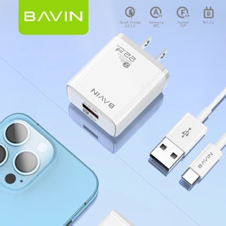 BAVIN C-PC826-XX QC3.0 Wall Charger w/ Charging Cable
