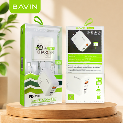 BAVIN PC351 PD Qualcomm3.0 Fast Charging Charger Dual Type-C & Usb Port for iPhone 16