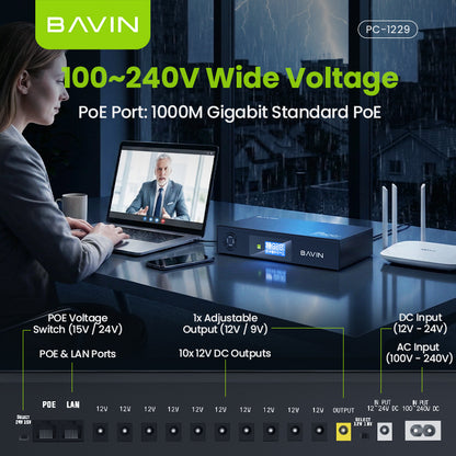 BAVIN PC1229 60W 17600mAh/120W 20800mAh DC UPS Powerbank Uninterrupted Backup Emergency Power Supply