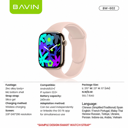 BAVIN BW602 Smart Watch 2" HD Display w/ GPT AI & GPS Map Health Tracking & 15-Language Translator