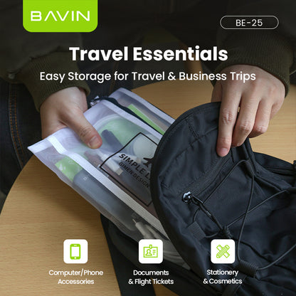 BAVIN BE25 Multi-functional Portable Transparent Double-Layer Nylon Mesh Storage Pouch Bag w/ Zipper