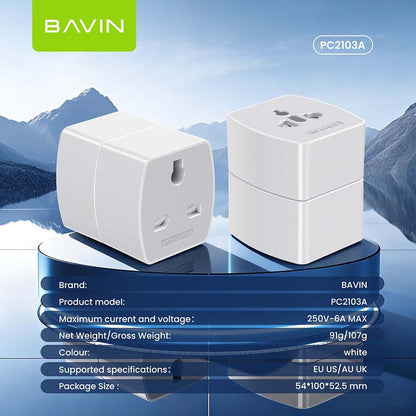 BAVIN PC2103A Universal Travel Plug Adapter Compatible w/ EU UK US AU Sockets for Worldwide Use