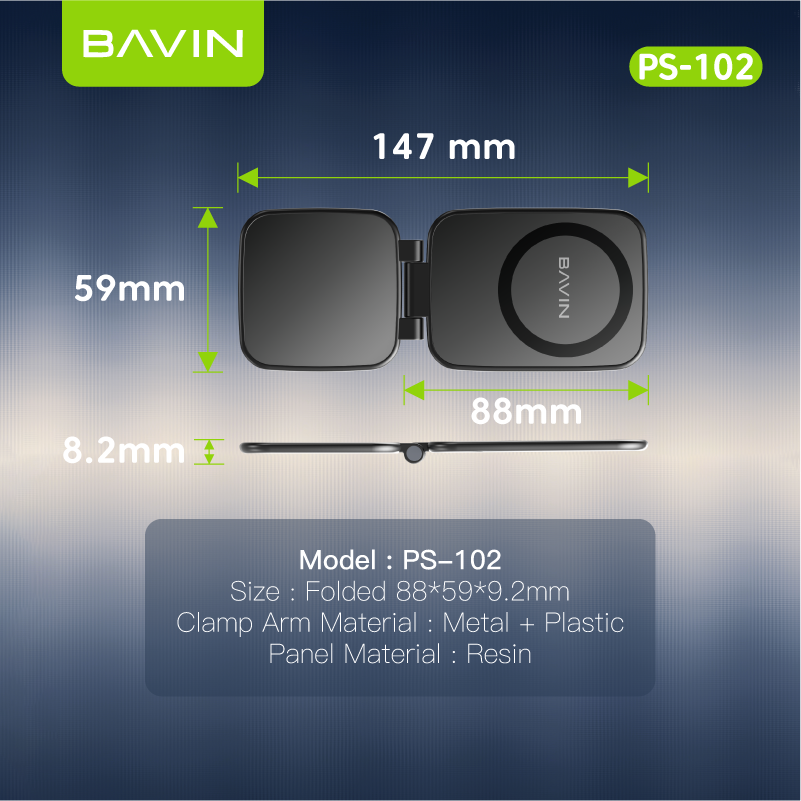 BAVIN PS102 Portable Mini Ultra-thin Magnetic Phone Stand Holder Adjustable for iPhone 14-17 / Android