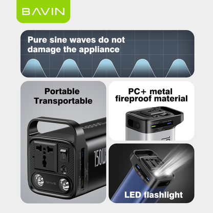 BAVIN PC021 54600mAh 150W Portable Power Supply Powerbank 22.5W w/ LED Light & Display