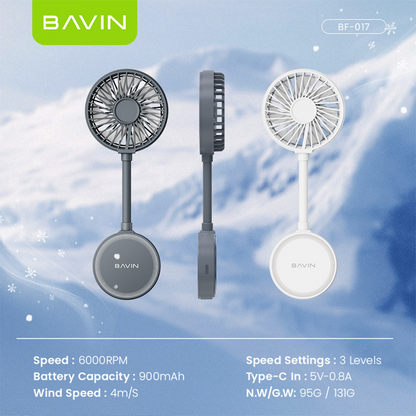 【Christmas Gift】BAVIN BF017 Magnetic Portable Handheld Fan w/Desktop Phone Stand+6000RPM Strong Wind