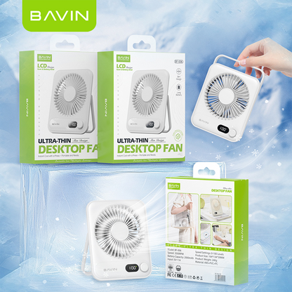BAVIN BF006 Ultra-Thin Portable Mini Desktop Fan w/ 4-Speed Strong Wind for Office and Home