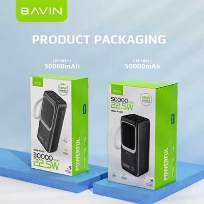 BAVIN PC1032 50000mAh / PC1031 30000mAh 22.5W PD Fast Charging Power bank Built-in Cable LED Display