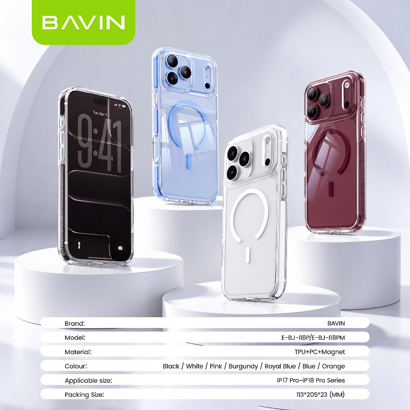 BAVIN BJ Transparent Phone Case Magnetic Case Anti-Yellowing/fingerprint ,Shockproof for iPhone 18/17 Pro