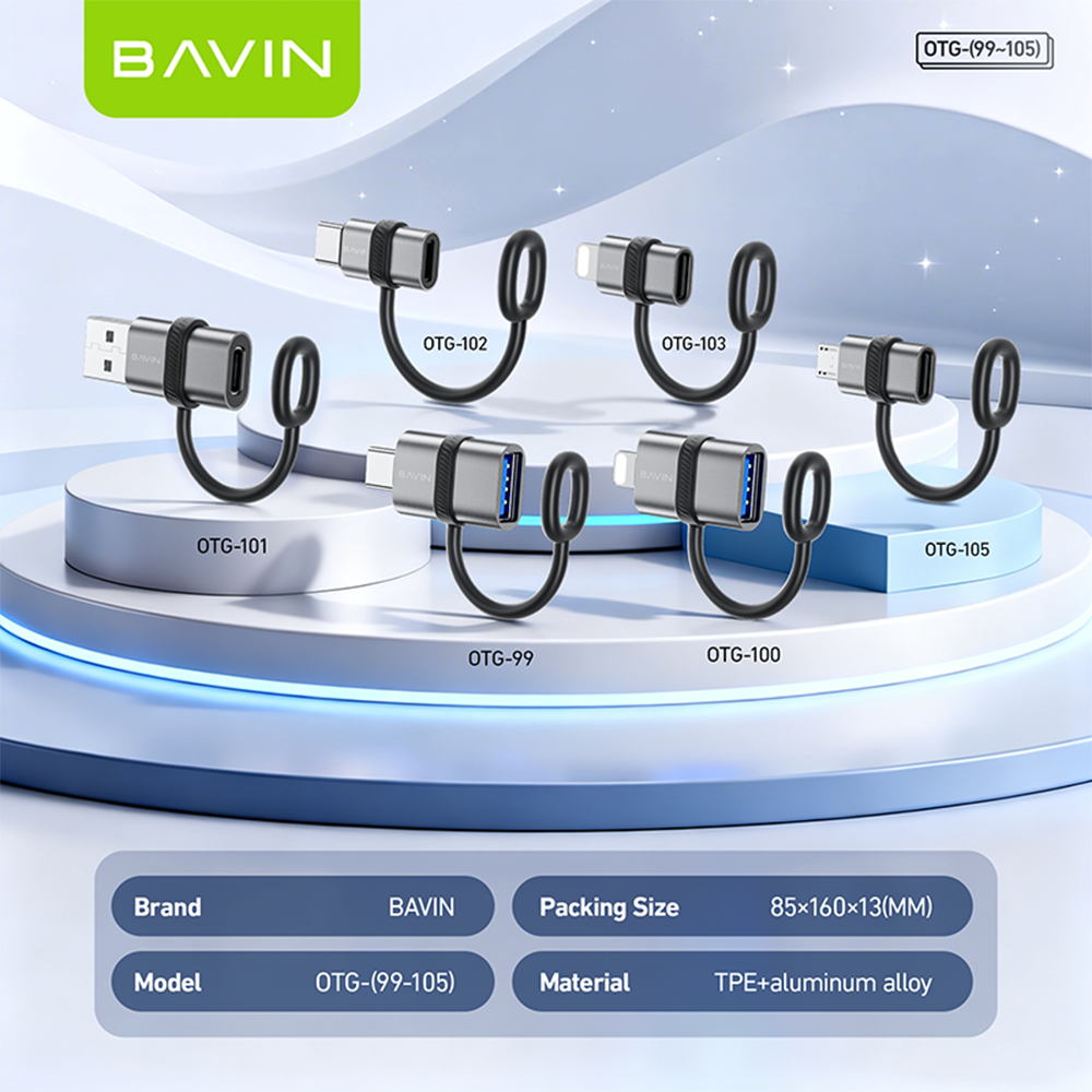BAVIN O99 OTG Adapter USB / Type-C Port Converter 480Mbps High-Speed Data Transfer for Type-C, iPhone & Micro Devices
