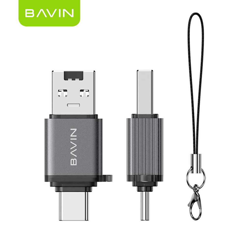 BAVIN O90 Portable USB-A & Type-C TF / SD Card Reader OTG Adapter | 48