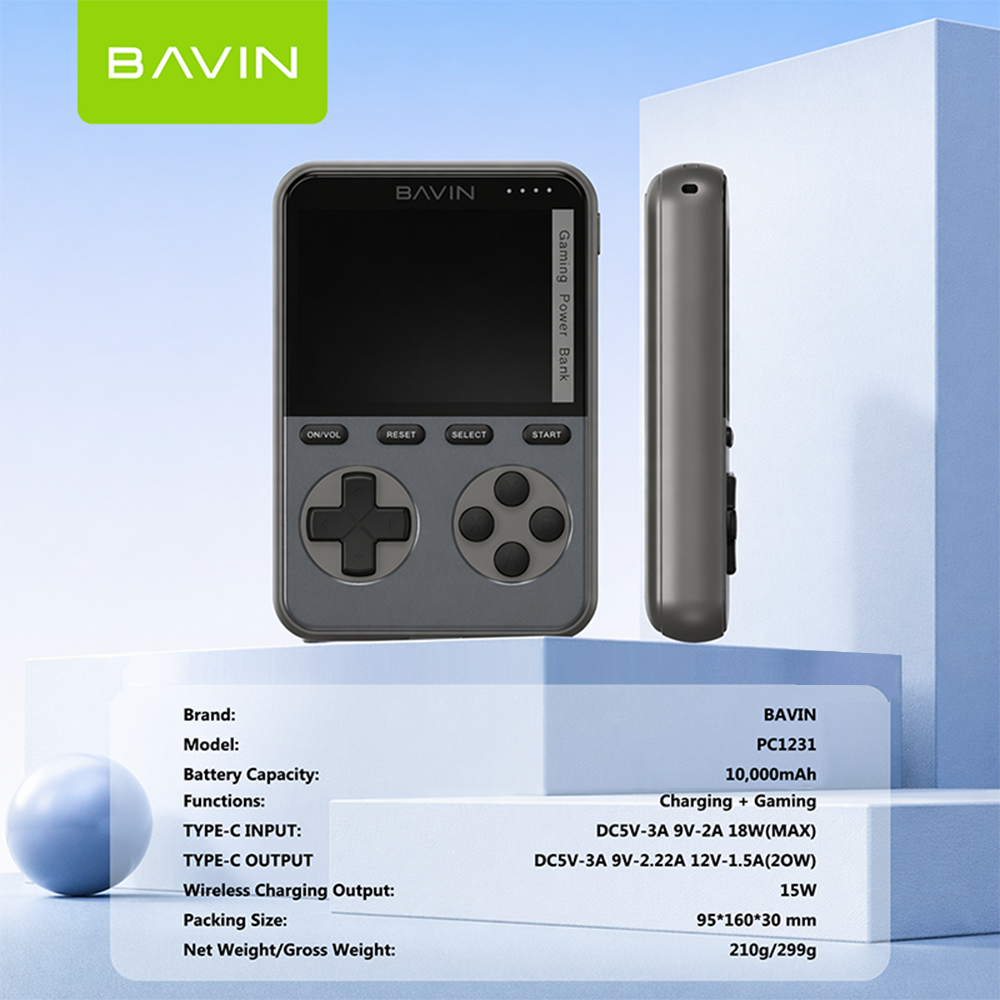 BAVIN PC1231S 2in1 10000mAh 20W Game Console Power bank Magnetic Wireless w/ Dual Type-C Cable + TF Card
