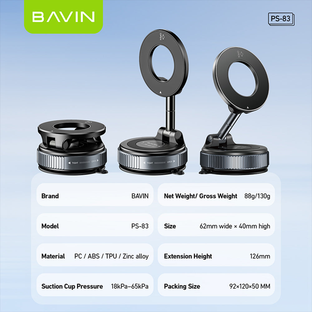 BAVIN D-S-PS83 Magnetic Car Mount Dashboard / Windshield Holder w/ 360° Rotation for Smartphones