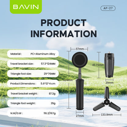 BAVIN P27 Magnetic Phone Holder Stand w/ Adjustable Bracket w/ Selfie Stick for Live , Video Calls & Mobile Phones