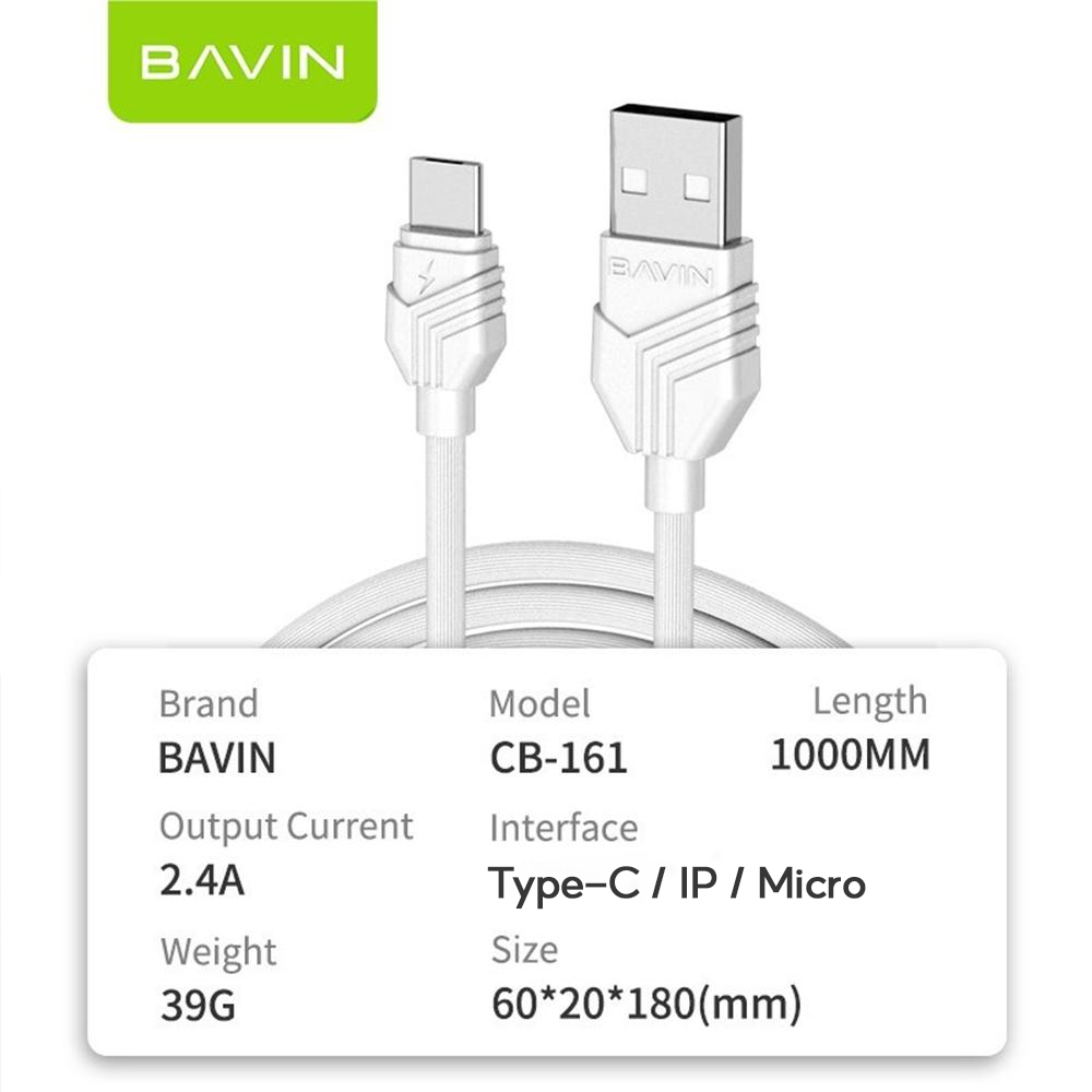 BAVIN CB161 2.4A Fast Charging 1 Meter Data Cable Compatible for iPhone/ Type-C / Micro Devices