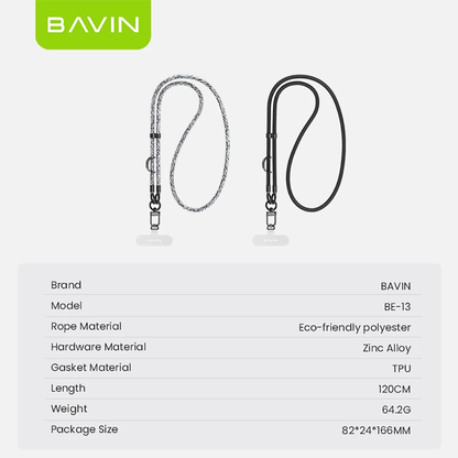 BAVIN BE13 Crossbody Phone Lanyard Necklace Strap Long Universal Strap for Phone Case w/ Safety Clip
