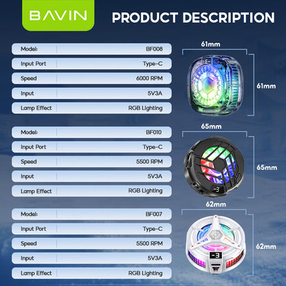 BAVIN Magnetic Gaming Phone Cooler | Fast Cooling, Heat Dissipation & Adjustable Fan Compatible for iPhone & Android