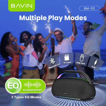 BAVIN BM52 TWS 80W Powerful Sound Party Bluetooth Speaker w/ 12000mAh Powerbank, Wireless Mic + RGB
