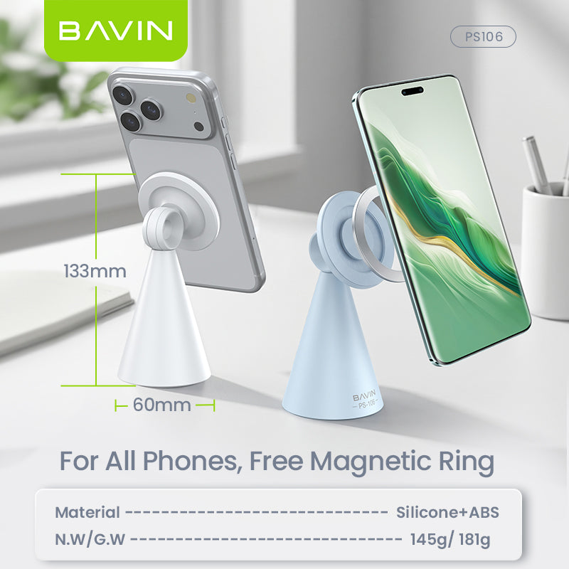 BAVIN PS106 Mini Portable Strong Magnetic Desktop Phone Stand w/ 180° Rotation Holder for iPhone, Android