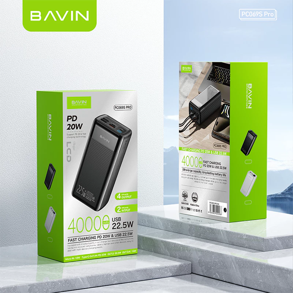 BAVIN PC069 Pro 22.5W 40000mAh Fast Charging Large Capacity Powerbank w/ Multiple 3.0A Output & Input