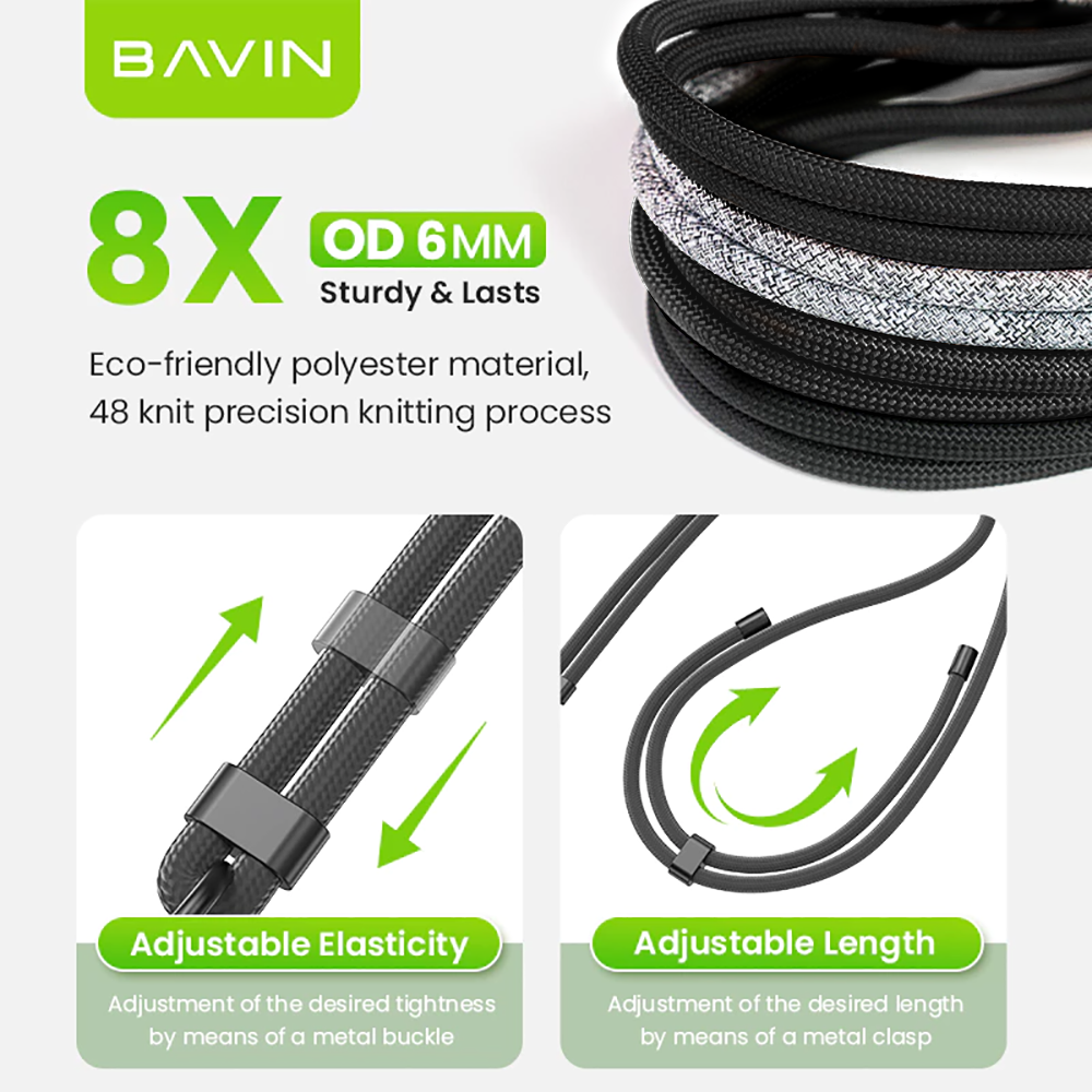BAVIN BE15 Mobile Phone Strap Lanyard Phones Adjustable with 160cm Long Thick Cross-body Shoulder