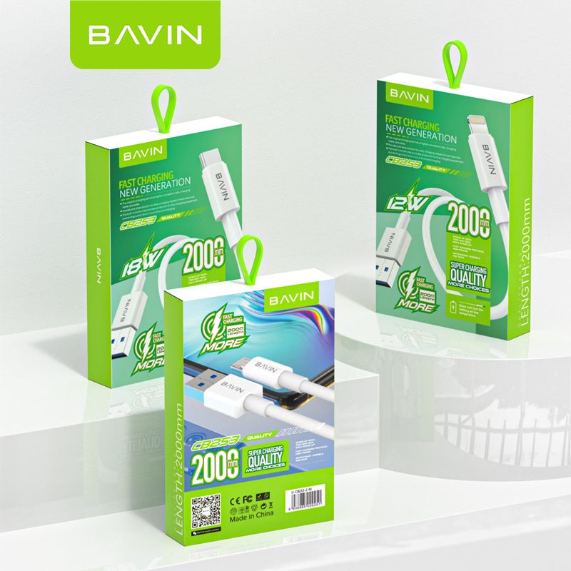 BAVIN U-CB253 60W 30W 18W 12W Fast Charging & Data Transfer 1.2/2m Cable For Micro Type-C iPhone