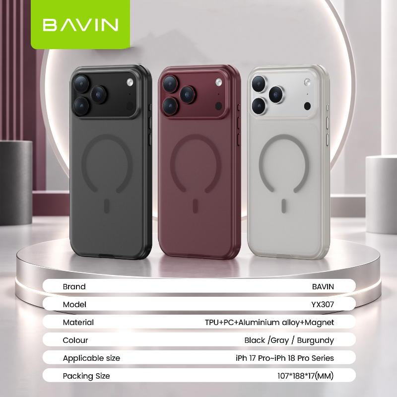 BAVIN YX307 Magnetic Solid Color Shockproof Case Full Coverage Anti-Scratch for iP18/17 Pro, Pro Max