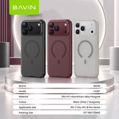 BAVIN YX307 Magnetic Solid Color Shockproof Case Full Coverage Anti-Scratch for iP18/17 Pro, Pro Max