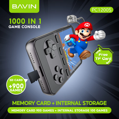 BAVIN Y-PC1200S 5000mAh Mini Portable Retro Game Console Powerbank Magnetic Wireless w/ Dual Type-C Cable + Memory Card