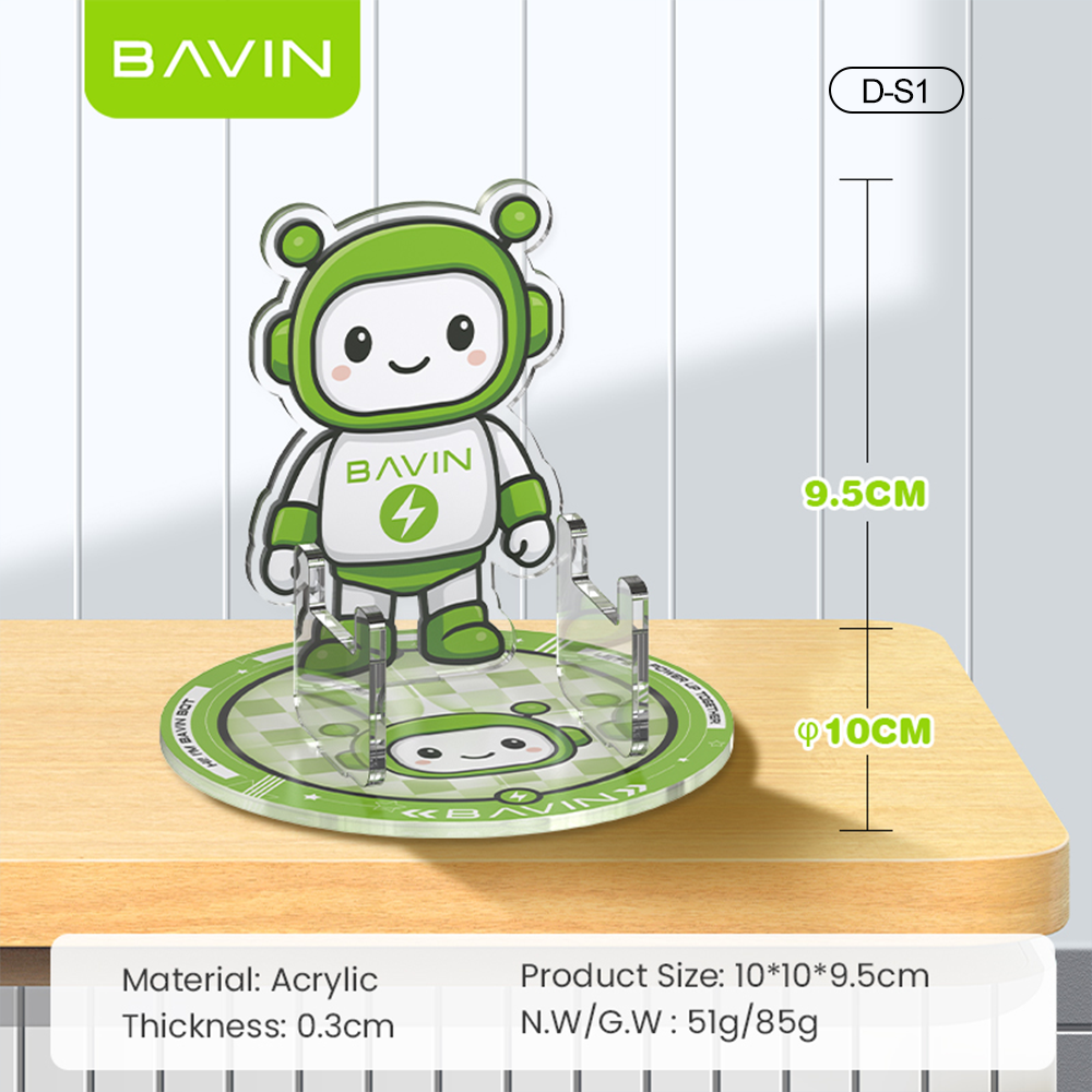 BAVIN Phone Stand Acrylic Transparent Robot Design Holder for Desk Compatible for Smartphones