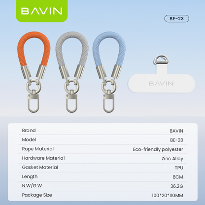 BAVIN BE23 Portable Multi-Purpose 8cm Finger Strap Braided Phone Lanyard For Keychain & TWS Earbuds