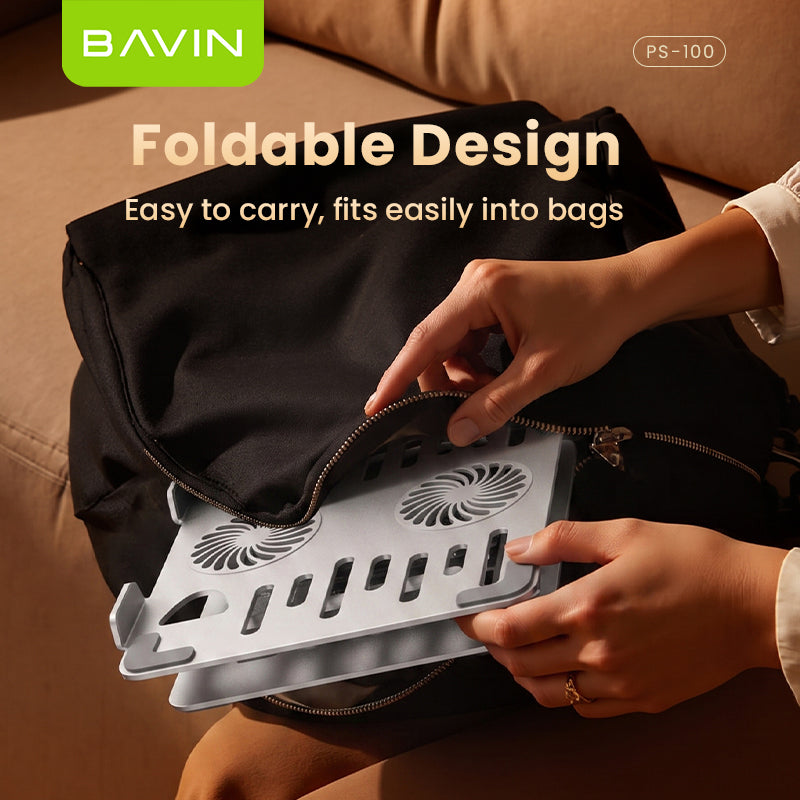BAVIN PS100 Laptop Stand 360° Rotating Adjustable Angled Metal Holder With Fan Aluminum Alloy Holder