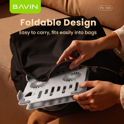 BAVIN PS100 Laptop Stand 360° Rotating Adjustable Angled Metal Holder With Fan Aluminum Alloy Holder