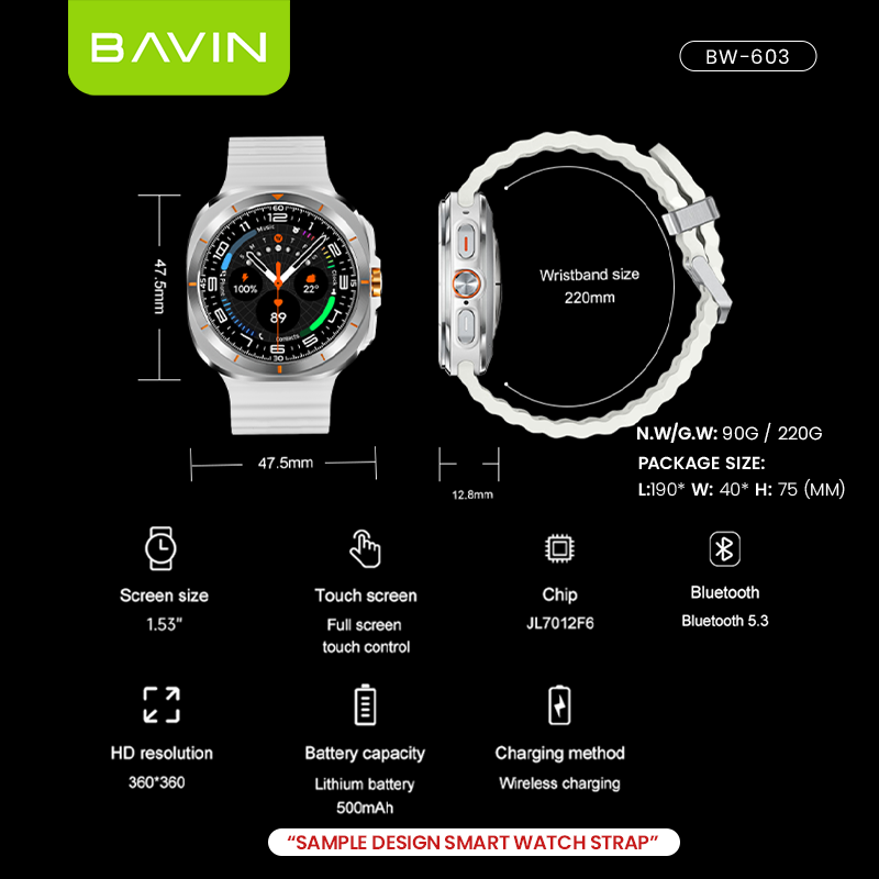 BAVIN BW-603 Smart Watch 1.53" HD Display w/ GPT AI Motion Sense NFC Heart Rate