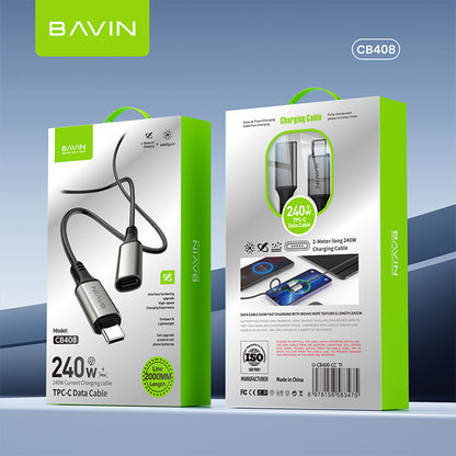 BAVIN CB408 USB Type-C 3.2 Male to Female PD 240W Fast Charing 2M Extension Data Cable 20Gbps Speed
