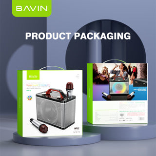 BAVIN DV-BM10 Bluetooth Wireless Portable Karaoke Speaker w/ Dual Bluetooth Microphones & Light
