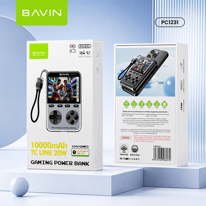 BAVIN PC1231S 2in1 10000mAh 20W Game Console Power bank Magnetic Wireless w/ Dual Type-C Cable + TF Card