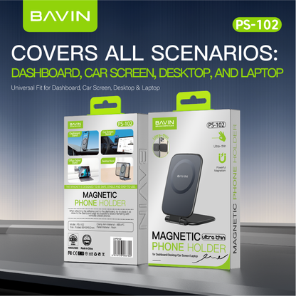 BAVIN PS102 Portable Mini Ultra-thin Magnetic Phone Stand Holder Adjustable for iPhone 14-17 / Android