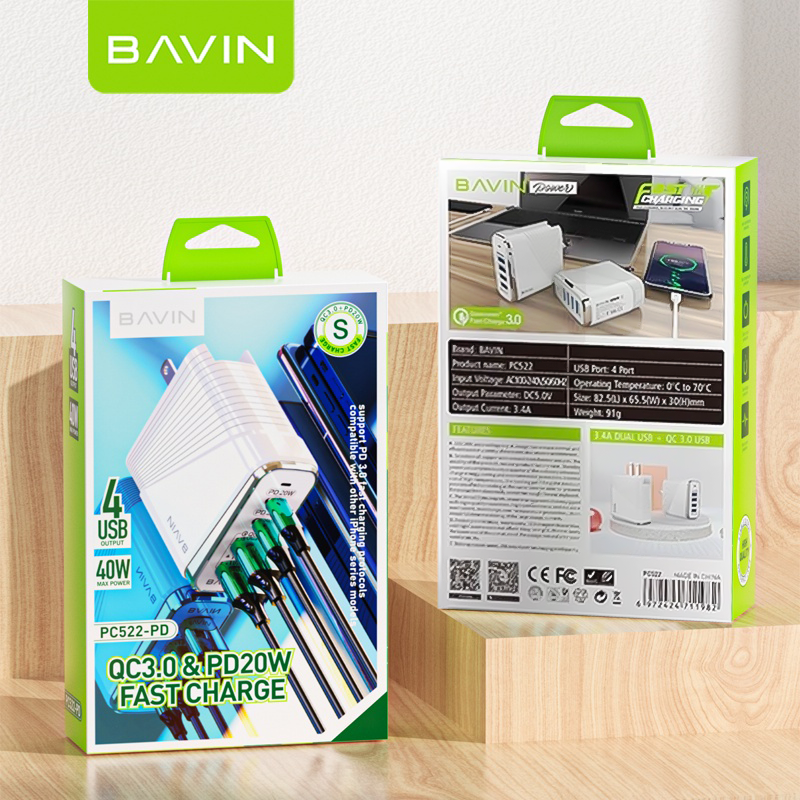 BAVIN C-PC522 35W Qualcomm 3.0 Fast Charger w/ 4 USB Ports
