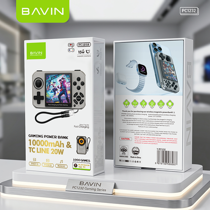 BAVIN PC1232 2in1 10000mAh Portable Game Console Magnetic Powerbank 15W w/ Dual Type-C Cable + TF Card