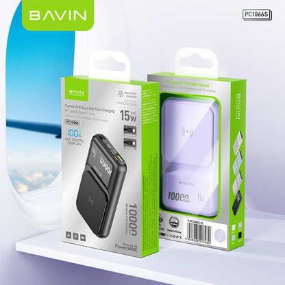 BAVIN PC1066 10000mAh 22.5W Portable Powerbank Fast Charging w/ Built-In Cable & Free Magnetic Ring