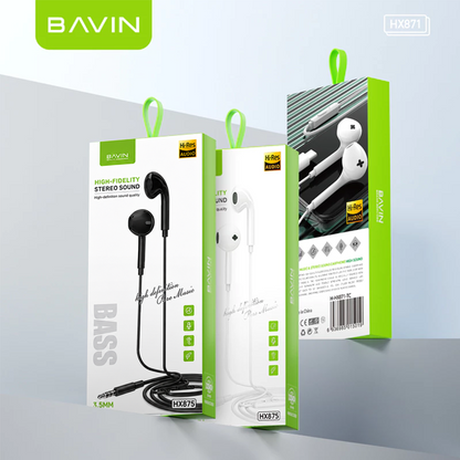 BAVIN HX871 / HX875 Hi-Fi Wired Earphone Stereo Sound Quality Music Compatible for 3.5mm / Type-C