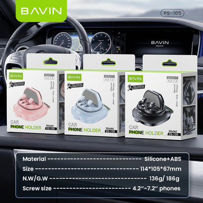 BAVIN PS105 3in1 Car Phone Holder Anti-Slip Dashboard 180° Rotating w/ Parking Number + Glasses Storage