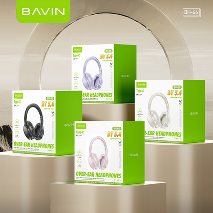 BAVIN BH66 Bluetooth Wireless 5.4 Over-Ear Headphones | Foldable & Adjustable Headset HiFi Sound