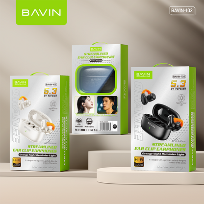 BAVIN HB-BA-102 Open-Ear TWS Bluetooth Earbuds w/ LED Light, Touch Controls, AI Voice Assistant & Translation