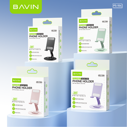 BAVIN PS104 Portable Foldable 360° Rotating Metal Desk Phone Holder Universal Stand for Phone/Tablet