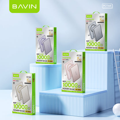 BAVIN Y-PC1168 10000mAh 15W Magnetic Wireless Powerbank 22.5W w/ PD 20W Type-C Fast Charging & Stand for Smartphones
