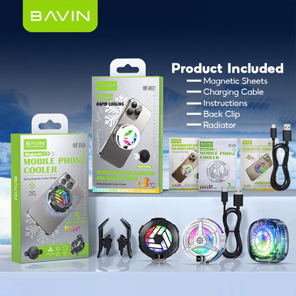 BAVIN Magnetic Gaming Phone Cooler | Fast Cooling, Heat Dissipation & Adjustable Fan Compatible for iPhone & Android