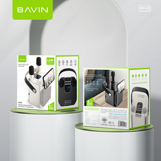 BAVIN DV-BM20 Professional Karaoke Bluetooth 5.0 Portable Speaker w/ Dual Microphones & Phone Stande